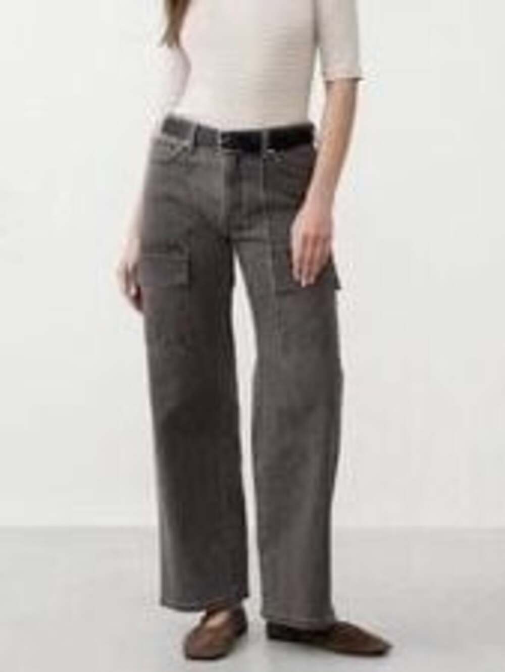 Banana Republic Factory Mid-Rise Cargo Jeans 26/2 Petite Gray